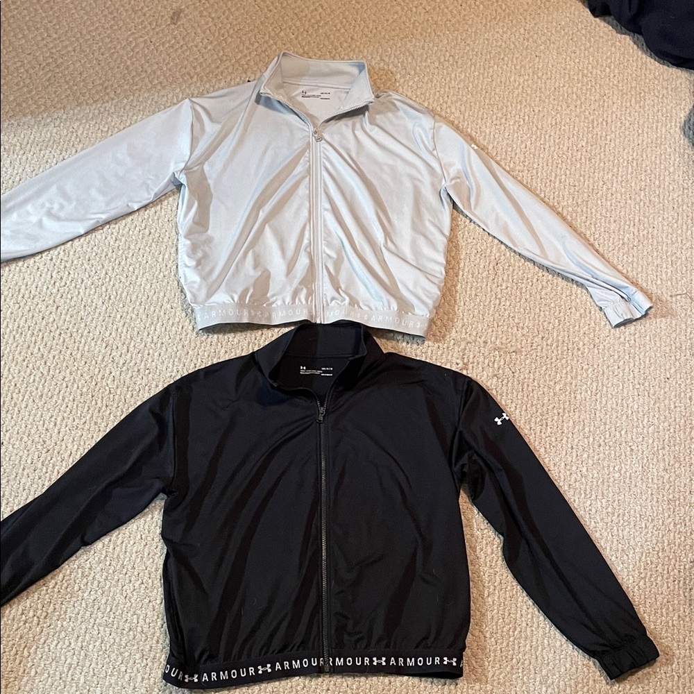 Under Armour Black and Light Grey Cropped Jackets with Pockets